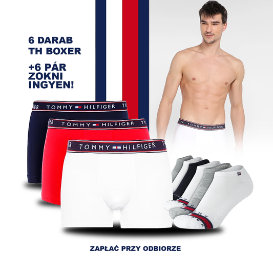 6 Boxer + 6 Pár Zokni TH Készlet - Akció